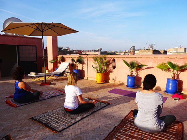 Camel trek at dusk in the Sahara desert