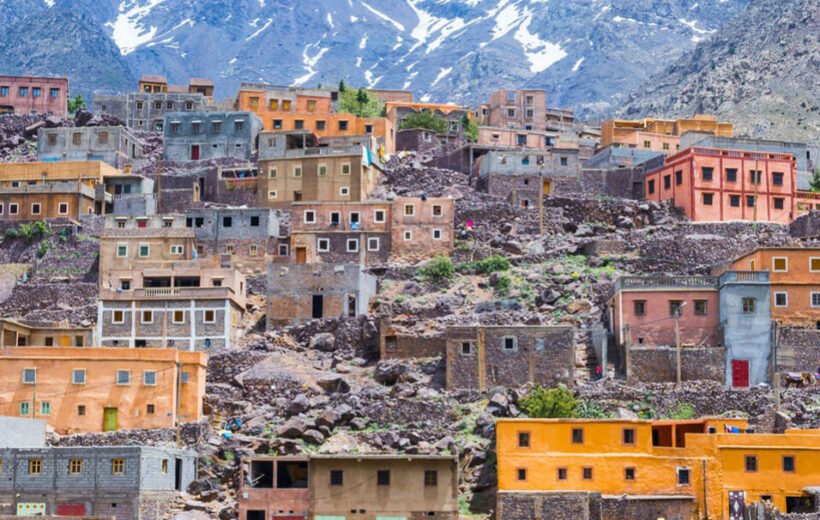 Mountain village with Mount Toubkal view