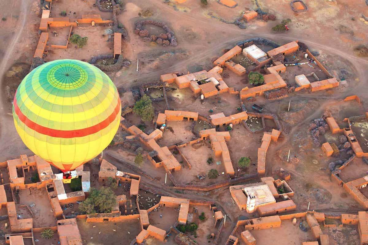 Aerial view of desert landscape from balloon