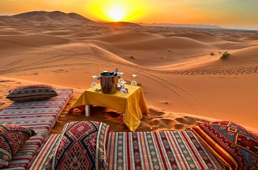 Merzouga desert dunes sunset