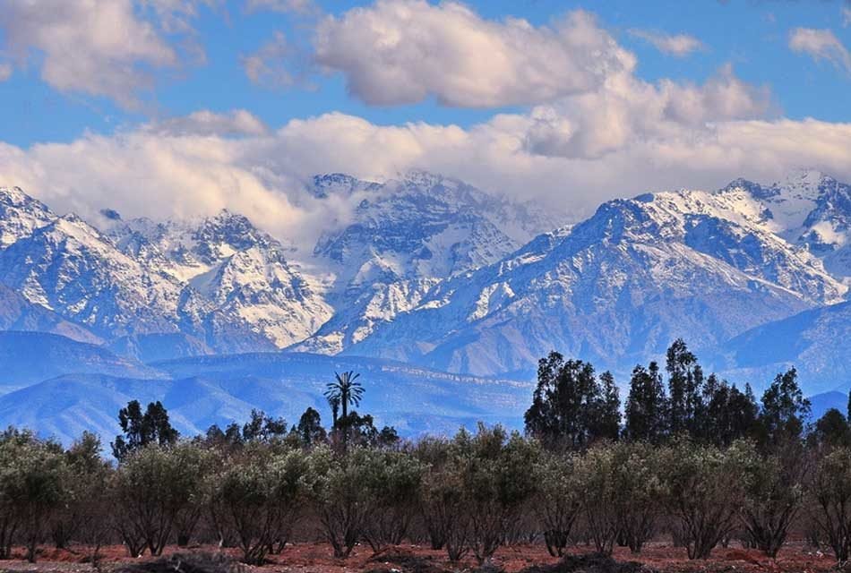 Snow-capped Atlas Mountains panoramic view