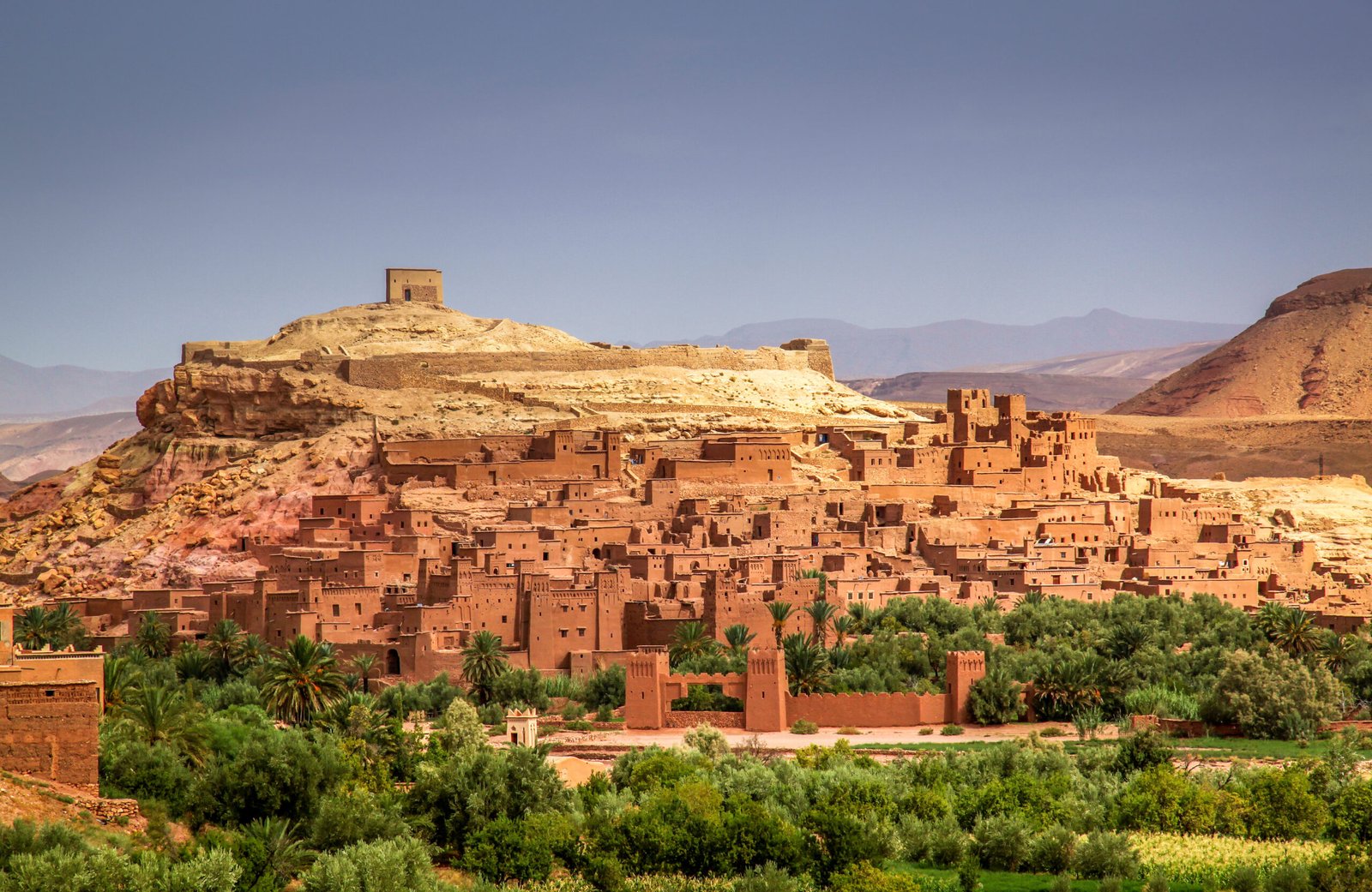 Ait Benhaddou Moroccan ancient fortress in desert landscape