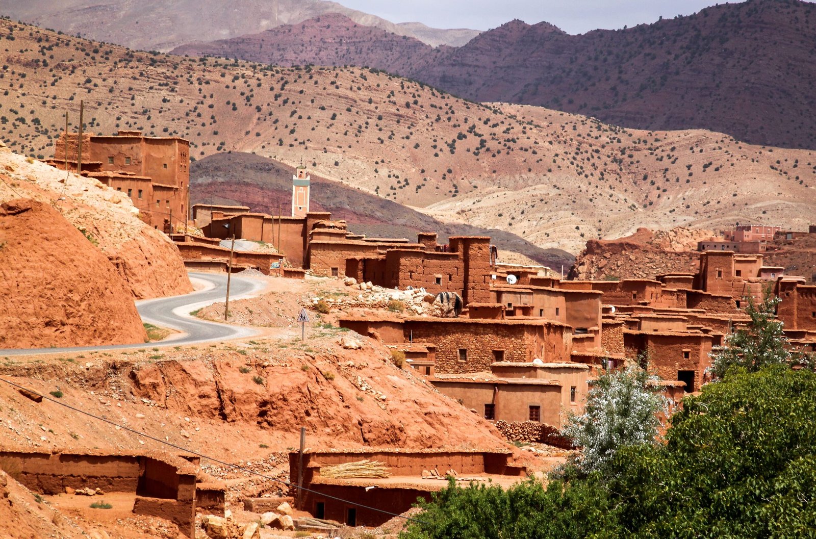 Traditional village in Atlas Mountains with spiritual music